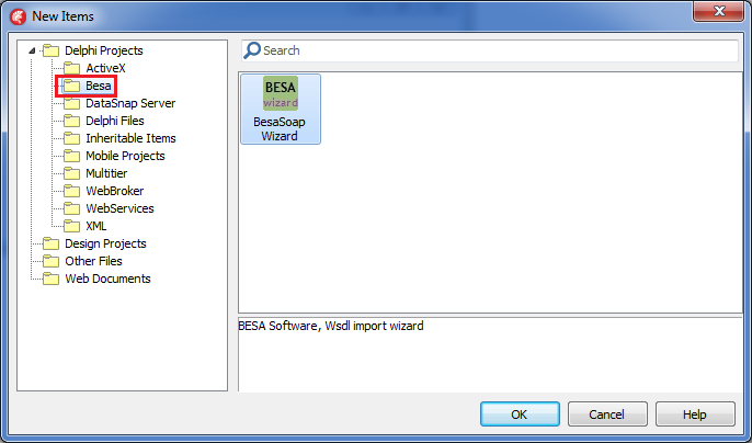 Select Besa category, then select BesaSoap Wizard 
